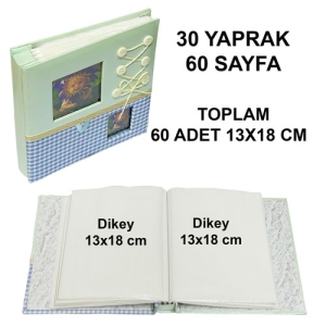 - Fiyonklu Düğmeli 60'lık Fotoğraf Albümü 13x18cm - Mavi (1)  - Fiyonklu Düğmeli 60'lık Fotoğraf Albümü 13x18cm - Mavi (1)