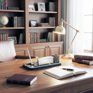 Gümüş Mermer Desenli Ahşap Masa İsimliği - Tek Kalemli - 4