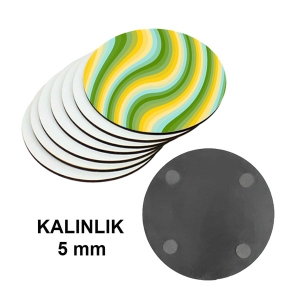  - HDF Yuvarlak Bardak Altlığı 5 mm - Tek Taraflı