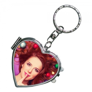 Sublimasyon Aynalı Metal Anahtarlık - Kalp - 3