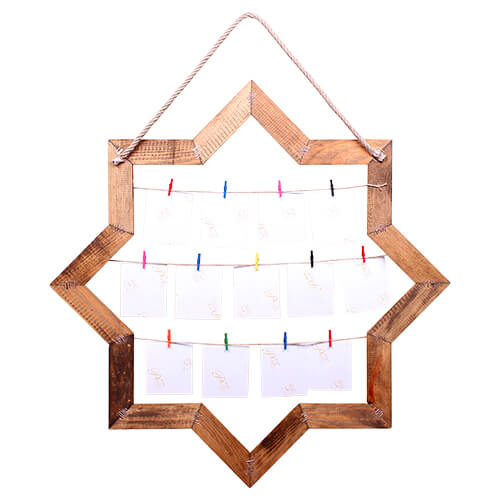 İpli Mandallı Yıldız Ahşap Çerçeve - 3