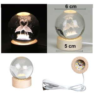 - Işıklı Ahşap Standlı Flamingo Çift Cam Küre - USB Baglantılı (1)  - Işıklı Ahşap Standlı Flamingo Çift Cam Küre - USB Baglantılı (1)