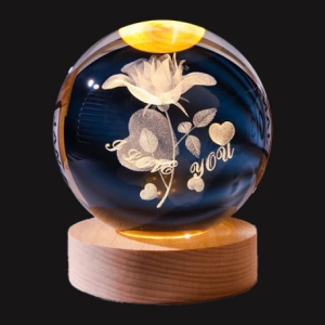- Işıklı Ahşap Standlı I Love You Güllü Cam Küre - USB Baglantılı  - Işıklı Ahşap Standlı I Love You Güllü Cam Küre - USB Baglantılı