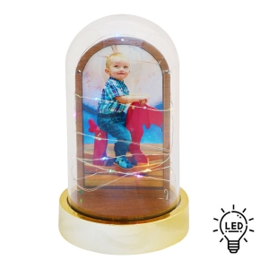  - Işıklı Fanus Ahşap Fotoğraf Çerçevesi - Altın