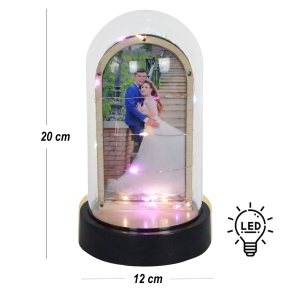  - Işıklı Fanus Ahşap Fotoğraf Çerçevesi - Siyah