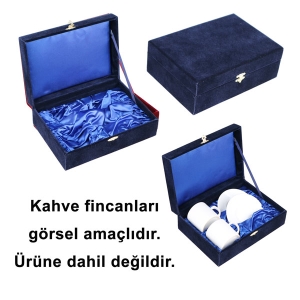- Kadife İkili Kahve Fincanı Kutusu -Lacivert (1)  - Kadife İkili Kahve Fincanı Kutusu -Lacivert (1)