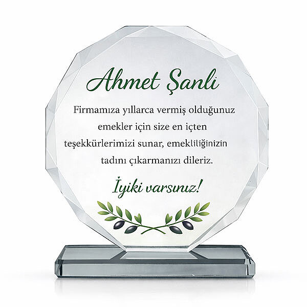 Kaplamasız Kristal Yuvarlak Plaket Çap:19 cm - 2