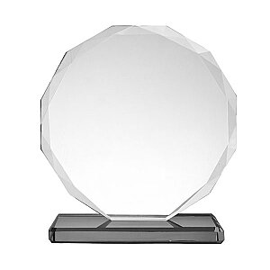 Kaplamasız Şeffaf Kristal Yuvarlak Plaket Çap:19 cm - 1