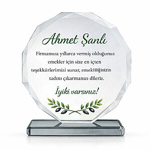 Kaplamasız Şeffaf Kristal Yuvarlak Plaket Çap:19 cm - 2
