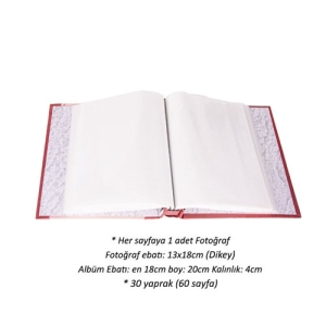  - Kırmızı Papatya Desenli 60 lık Fotoğraf Albümü 13x18 cm (1)