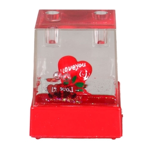 - Işıklı Müzikli Kalemlik Küp Kar Küresi   - Işıklı Müzikli Kalemlik Küp Kar Küresi