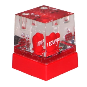 - Işıklı Müzikli Kalemlik Küp Kar Küresi   - Işıklı Müzikli Kalemlik Küp Kar Küresi