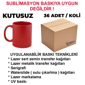 - KAPLAMASIZ Kutusuz 1 Koli Porselen Mat Kırmızı Kupa (36 adet)  - KAPLAMASIZ Kutusuz 1 Koli Porselen Mat Kırmızı Kupa (36 adet)