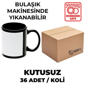 Kutusuz 1 Koli Sublimasyon Dekoratif Porselen Siyah Kupa (36 Adet) - 4