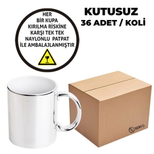 Kutusuz 1 Koli Sublimasyon Porselen Gümüş Metalik Kupa (36 Adet) (1)