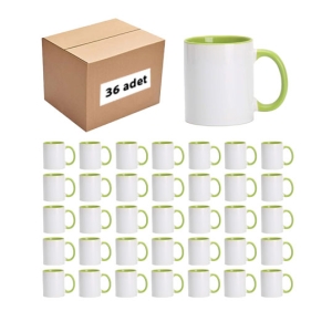  - Kutusuz 1 Koli Sublimasyon Porselen Sapı ve İçi Açık Yeşil Kupa (36 Adet)