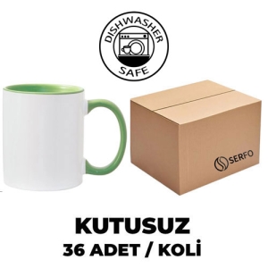 Kutusuz 1 Koli Sublimasyon Porselen Sapı ve İçi Açık Yeşil Kupa (36 Adet) - 3