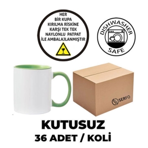  - Kutusuz 1 Koli Sublimasyon Porselen Sapı ve İçi Açık Yeşil Kupa (36 Adet) (1)