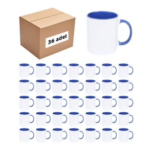  - Kutusuz 1 Koli Sublimasyon Porselen Sapı ve İçi Mavi Kupa (36 Adet)