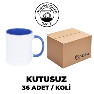 Kutusuz 1 Koli Sublimasyon Porselen Sapı ve İçi Mavi Kupa (36 Adet) - 3