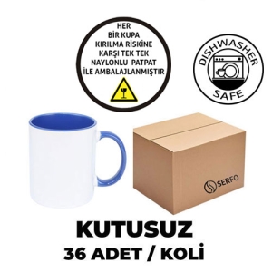  - Kutusuz 1 Koli Sublimasyon Porselen Sapı ve İçi Mavi Kupa (36 Adet) (1)