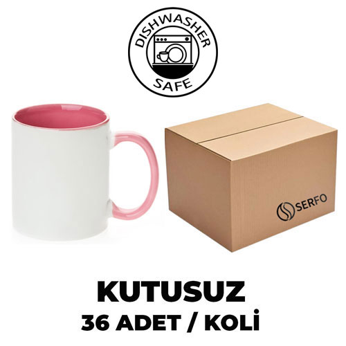 Kutusuz 1 Koli Sublimasyon Porselen Sapı ve İçi Pembe Kupa (36 Adet) - 3