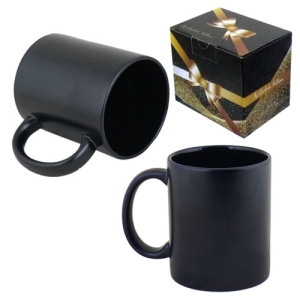 KAPLAMASIZ Porselen Mat Siyah Kupa - Kutulu - 3