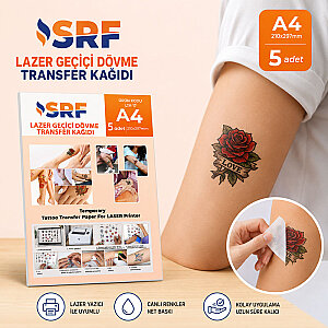 SRF Lazer Tattoo (Geçici Dövme) Transfer Kağıdı A4 (5 adet ) (1)