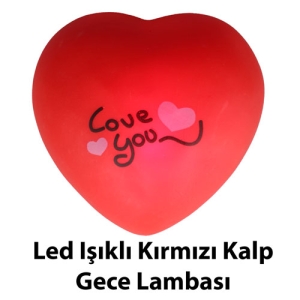 - Led Işıklı Kırmızı Kalp Gece Lambası (Love You Temalı)   - Led Işıklı Kırmızı Kalp Gece Lambası (Love You Temalı)