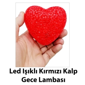 - Led Işıklı Silikon Kırmızı Kalp Gece Lambası  - Led Işıklı Silikon Kırmızı Kalp Gece Lambası