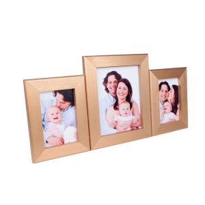  - Masaüstü Altın Ahşap Çerçeve - Üçlü