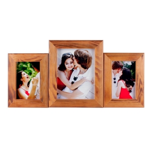  - Masaüstü Ceviz Ahşap Çerçeve - Üçlü