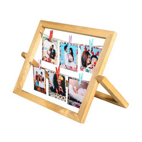  - Masaüstü Çift İpli Mandallı Ahşap Fotoğraf Çerçevesi (1)