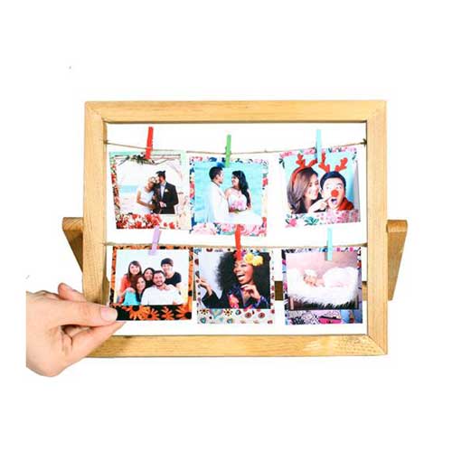 Masaüstü Çift İpli Mandallı Ahşap Fotoğraf Çerçevesi