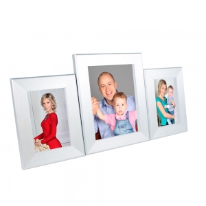  - Masaüstü Gümüş Ahşap Çerçeve - Üçlü