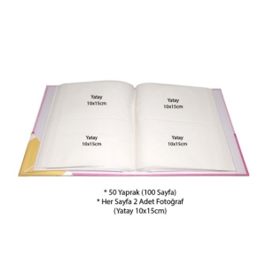  - Pembe 200 lük 10x15cm Bebek Fotoğraf Albümü (1)