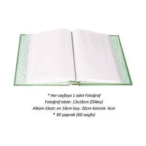  - Mavi Papatya Desenli 60 lık Fotoğraf Albümü 13x18 cm (1)