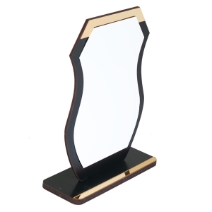 Sublimasyon Metal Baskılı Siyah Ahşap Plaket  - Beyaz Metalli - 3