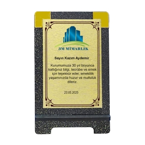 - Sublimasyon Simli Siyah Ahşap Plaket 13x21 cm - Altın Metalli   - Sublimasyon Simli Siyah Ahşap Plaket 13x21 cm - Altın Metalli