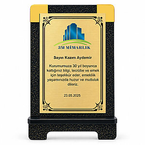 Sublimasyon Simli Siyah Ahşap Plaket 13x21 cm - Altın Metalli