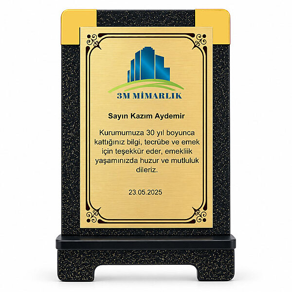 Sublimasyon Simli Siyah Ahşap Plaket 13x21 cm - Altın Metalli - 1