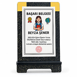 Sublimasyon Simli Siyah Ahşap Plaket 13x21 cm - Beyaz Metalli