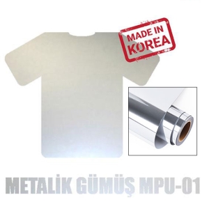 Metalik Gümüş PU Tekstil Transfer Folyosu - 51 cm x 1 metre