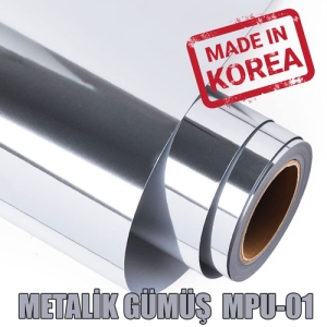 Metalik Gümüş PU Tekstil Transfer Folyosu - 51 cm x 1 metre (1)