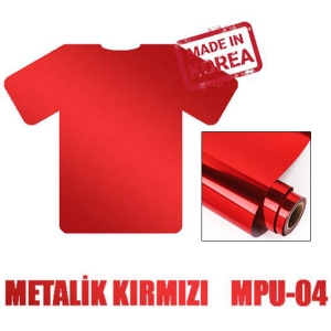 Metalik Kırmızı PU Tekstil Transfer Folyosu - 51 cm x 1 metre