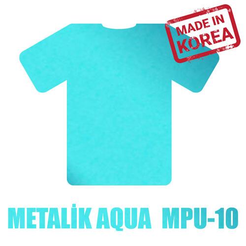 Metalik Aqua PU Tekstil Transfer Folyosu - 51 cm x 1 metre - 3