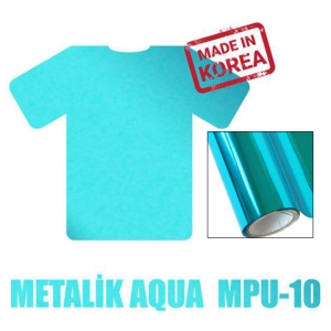 Metalik Aqua PU Tekstil Transfer Folyosu - 51 cm x 1 metre