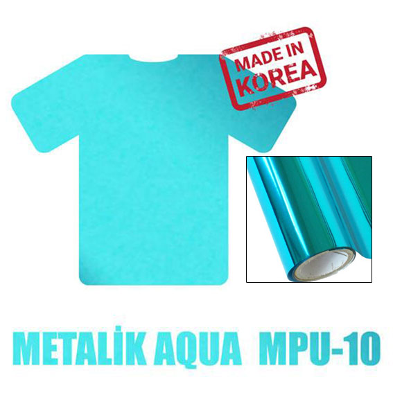 Metalik Aqua PU Tekstil Transfer Folyosu - 51 cm x 1 metre - 1