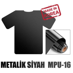 Metalik Siyah PU Tekstil Transfer Folyosu - 51 cm x 1 metre
