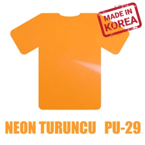 Neon Turuncu PU Tekstil Transfer Folyosu - 51 cm x 1 metre